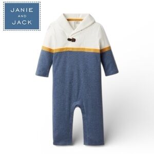 Janie and Jack Shawl Collar Navy & White Romper